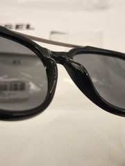 Brand New Diesel Round Sunglasses DL0188 Gloss Black Silver Bar 01A 54-17-145 3