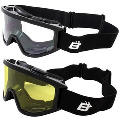 Eyewear Padded Fit Over Motorcycle Goggles 2 Pairs Anti-Fog Shatterproof Clea…