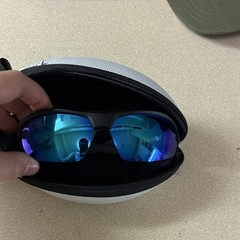 Blenders Sport Sunglasses Black Plastic Frame Blue Mirrored Lenses Case Pouch