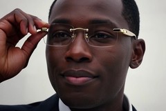 Black Tint Mens Rectangle Luxury Hip Hop Fashion Gold Frame Rimless Sunglasses