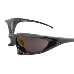 BALENCIAGA BB0352S RUNNER CAT 0352 Gray Purple Angular Mask Unisex Sunglass 005