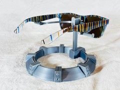 Custom PixelVivid Blue and Brown Solid Stripe Sunglasses with Blue Lenses