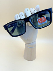 57[]20 145 RAY BAN RB4396 WARREN GLOSSY BLACK G15 LARGE RECTANGULAR SUNGLASSES