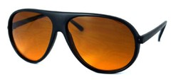 Retro Pilots Flat Top Mat Black Frame Blue Light Blocking Amber Lens Sunglasses