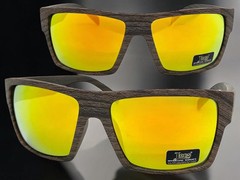 Classic Sporty Hardcore Biker LOCS SUNGLASSES Square Wood Frame For Large Heads