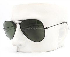 Ray-Ban Aviator Sunglasses RB 3025 L2823 Black Green Glass 58mm Medium w/case