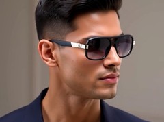 Men Sunglasses Designer Square Black Lens Gold Fashion Classic Retro Vintage NEW