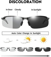 2× Photochromic polarized sunglasses UV400 drive fishing night vision sunglasses
