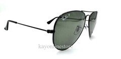Ray Ban Aviator Black Classic Polarized Green Sunglasses RB3025 002/58 58 mm New