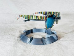 Custom PixelVivid Multicolor Solid Stripe Sunglasses with Blue Mirror Lenses