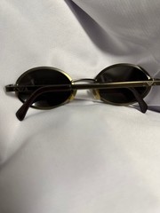 Emporio Armani Oval Sunglasses Gold Frame Black Lenses