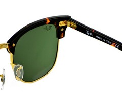 Ray-Ban RB3016 Clubmaster Sunglasses Tortoise Frame Green Lens 51mm