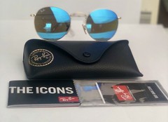 New Ray-Ban RB3447 112/19 Round Matte Gold Green Flash Mirror Sunglasses 50mm