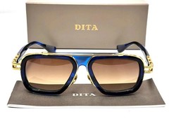 Dita LXN-EVO DT DTS403-WTI-GLD-57 Matte BlUE/ Gold Metal Sunglasses Yellow Lens.