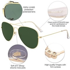 Polarized Aviator Sunglasses Stainless Steel Frame UV Protection Men Women