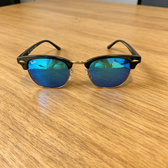 Ray-Ban RB3016 Sunglasses Clubmaster Classic Black Frame Blue Lens 51 mm