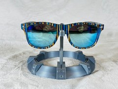 Custom PixelVivid Blue and Brown Solid Stripe Sunglasses with Blue Lenses