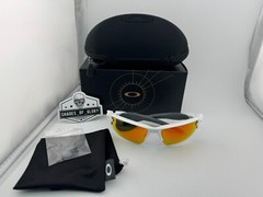 OAKLEY FLAK 2.0 XL POLISHED WHITE W/ RUBY RED POLARIZED GALAXY SUNGLASSES OO9188