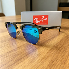 Ray-Ban RB3016 Sunglasses Clubmaster Classic Black Frame Blue Lens 51 mm