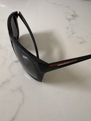 PRADA SPS 03T 1BO-5S0 140 3N Square Black Frame Sunglasses Pre-Owned