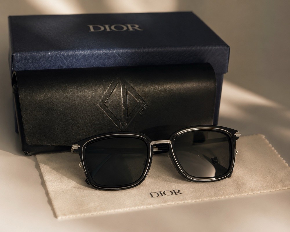 NEW Dior DiorBlackSuit S18U 13A0 Men’s Black Rectangle Sunglasses Gray 53-20-145