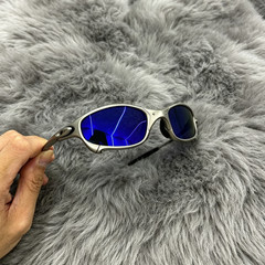Vintage Oakley Juliet X-Metal Polarized Sunglasses Blue Lens Silver Frames