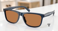 COACH HC8454U 575773 Cdp55 Transparent Dark Blue Amber Solid 59mm Men Sunglasses