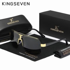 KINGSEVEN Aviator Polarized Sunglasses Men Black Frame Black Lens UV400