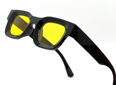 Men Sunglasses Hip Hop Style Classic Square Thick Frame Black and Blue Lens New