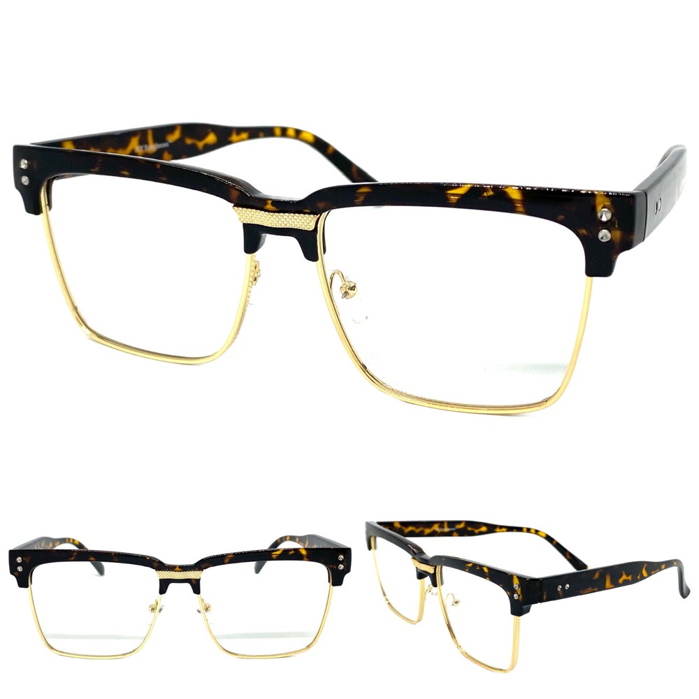 Men’s Classy Elegant Modern RETRO Clear Lens EYE GLASSES Square Tortoise Frame