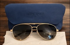 Longines Aviator Sunglasses Gold Metal Frame Black Lens Lightweight Adjustable