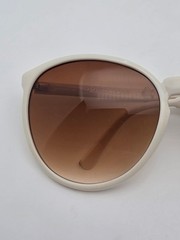 Ferarri White Frame Amber Brown Gradient Lens Folding Sunglasses w/ Case 55mm