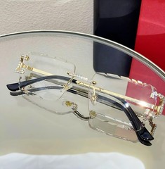 2025 Rimless Diamond Cut Square Clear Lens Sunglasses Men Women UV400