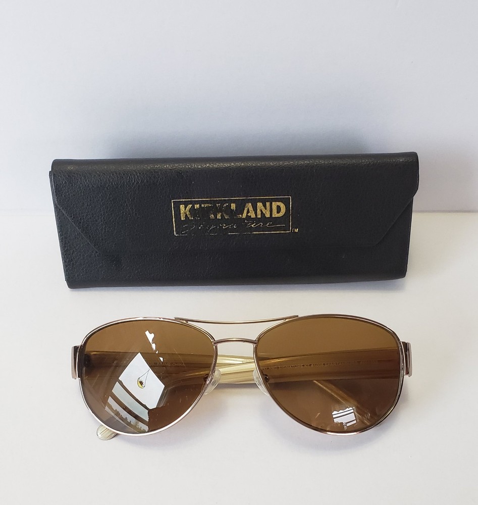 Kirkland Signature Men’s Aviator Sunglasses Tinted Brown Lens Brown Frame 135mm