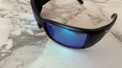Costa Del Mar Sunglasses Blackfin Black Matte Frame 580P Green Mirror W/Case -FS