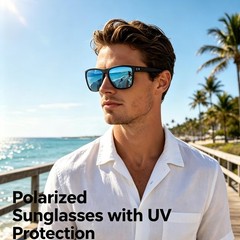 Square Polarized Sunglasses for Men, 3 Pack Lightweight UV Protection Sun Gla…