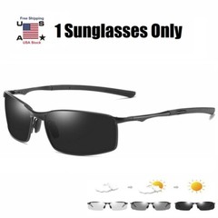 2× Photochromic polarized sunglasses UV400 drive fishing night vision sunglasses