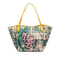 Burberry Small Haymarket Check Coated Canvas Floral Print Canterbury Tote Multi