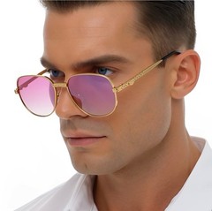 Sunglasses Men Fashion Retro Style Square Gold Frame Classic Designer Pilot 2026