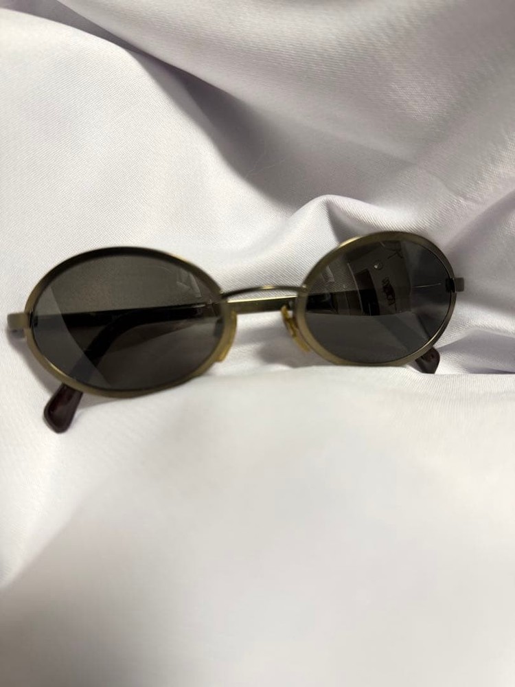 Emporio Armani Oval Sunglasses Gold Frame Black Lenses
