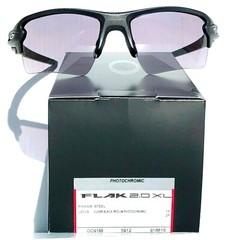 NEW* Oakley FLAK 2.0 XL in LEAD Steel w PHOTOCHROMIC Clear Sunglass 9188-16