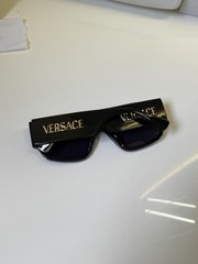 Versace Shield Sunglasses Black Oversized Square UV400 Men Women Luxury