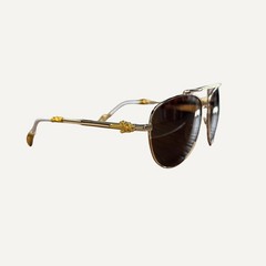 Chrome Hearts Kanchu II Aviator Sunglasses Gold/Silver Frame Brown Lens