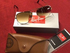 Ray Ban Aviator RB3025 Sunglasses,Light Brown,Gradient Lenses,Unisex.