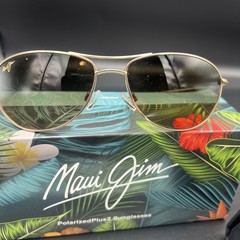 Maui Jim MJ-247-16 Gold Aviator Sunglasses Made in Japan w/ Case