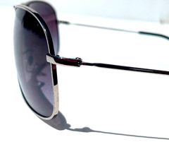 Ray Ban Polished Silver Pilot GRADIENT Grey To Blue Lens Sunglass RB 3267 003/8G