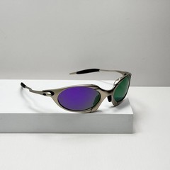 Oakley Romeo X-Metal Sunglasses Silver Frame Purple Green Gradient Lens