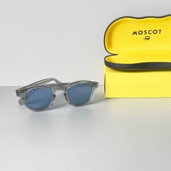 Moscot Lemtosh Crystal Grey Frame Blue Lens Sunglasses 49 Size w/ Case