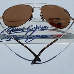Maui Jim “PILOT” 210-16 RARE Gloss Gold STAINLESS STEEL Wrap Frame/Bronze Lenses