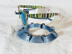 Custom PixelVivid Multicolor Solid Stripe Sunglasses with Blue Mirror Lenses